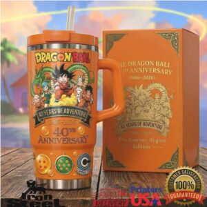 Retro Dragon Ball 40th Anniversary 1986 2026 Orange Anime Gift 40oz Stainless Steel Insulated Tumbler