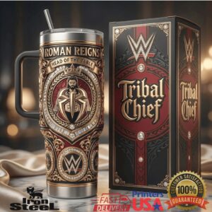 Roman Reigns Tribal Chief Head Of The Table WWE Wrestling Fan Stainless Steel Insulated Tumbler
