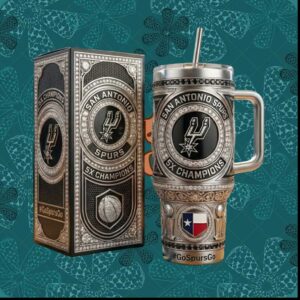 San Antonio Spurs 5X Champions Silver Filigree Jewelry Style Fans Gift Stainless Steel Insulated Tumbler