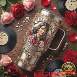 Selena Quintanilla Como La Flor Eternal Legacy Embossed Silver Tumbler