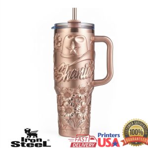 Shania Twain Cowboy Hat Floral Rose Gold 40oz Quencher