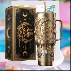 Sister of the Moon Celestial Gold Filigree Boho Chic Mystical 40oz Women Gift Stainless Steel Insulated Tumbler
