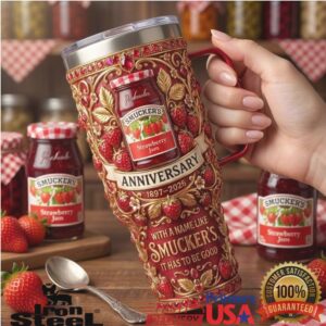 Smucker's Strawberry Jam 129th Anniversary Retro Kitchen Decor Gift for Jam Lovers Stainless Steel Insulated Tumbler