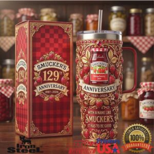 Smucker's Strawberry Jam 129th Anniversary Retro Kitchen Decor Gift for Jam Lovers Stainless Steel Insulated Tumbler
