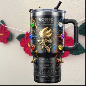 Sonic The Hedgehog 35th Anniversary Hyper Chaos Multiverse SEGA Gamer Tumbler