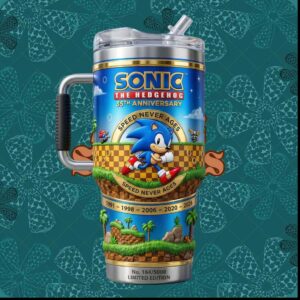 Sonic The Hedgehog 35th Anniversary Speed Never Ages 1991 2026 Gaming Tumbler