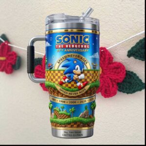 Sonic The Hedgehog 35th Anniversary Speed Never Ages 1991 2026 Gaming Tumbler
