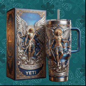 St Michael The Archangel Defender of Faith Religious Catholic Christian Ornate Stainless Steel Insulated Tumbler
