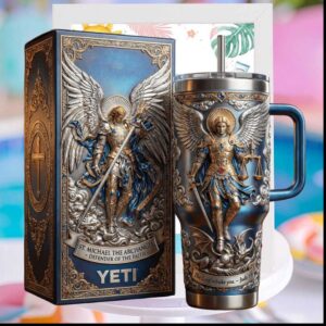 St Michael The Archangel Defender of Faith Religious Catholic Christian Ornate Stainless Steel Insulated Tumbler