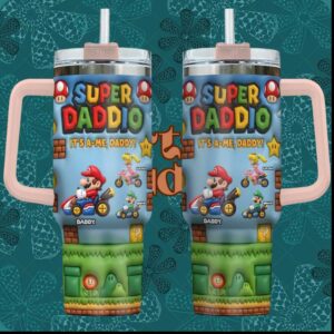 Super Daddio Mario Kart Personalized Father's Day Gaming Dad Tumbler