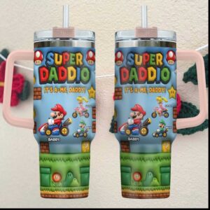 Super Daddio Mario Kart Personalized Father's Day Gaming Dad Tumbler