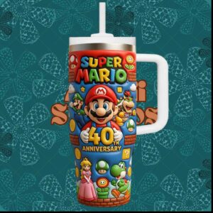 Super Mario 40th Anniversary Nintendo Characters Video Game Gifts for Kids Tumbler