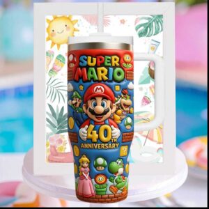 Super Mario 40th Anniversary Nintendo Characters Video Game Gifts for Kids Tumbler