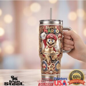 Super Mario Nintendo Retro Video Game Collector Journey Gift Stainless Steel Insulated Tumbler