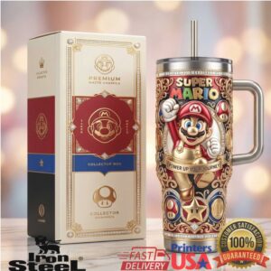 Super Mario Nintendo Retro Video Game Collector Journey Gift Stainless Steel Insulated Tumbler