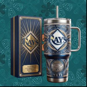 Tampa Bay Rays MLB Luxury Clubhouse Edition Baseball Established 1998 Navy Gold Tumbler
