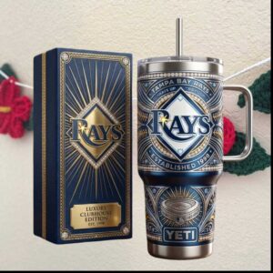 Tampa Bay Rays MLB Luxury Clubhouse Edition Baseball Established 1998 Navy Gold Tumbler