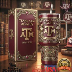 Texas A&M Aggies 150th Anniversary 1876 2026 College Football Fan Alumni Gift Stainless Steel Insulated Tumbler