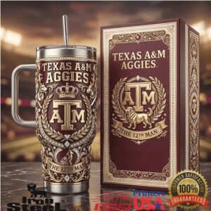 Texas A&M Aggies The 12th Man 40oz Tumbler Maroon and Gold Luxury Fan Edition