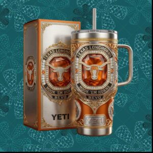 Texas Longhorns Hook 'Em Horns Bevo NCAA Football Game Day Tailgate Gift for Alumni Stainless Steel Insulated Tumbler
