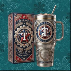 Texas Rangers Lone Star Legacy American League Champions Silver Filigree Luxury Tumbler