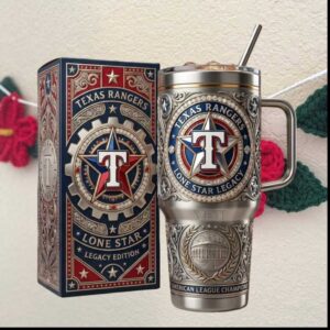 Texas Rangers Lone Star Legacy American League Champions Silver Filigree Luxury Tumbler