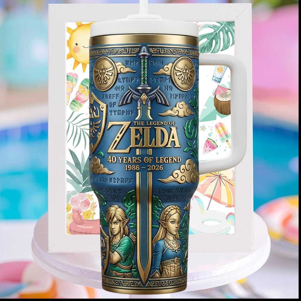 The Legend of Zelda 40 Years Of Legend 1986 2026 Link Tumbler The Legend of Zelda 40 Years Of Legend 1986 2026 Link Tumbler