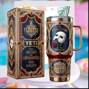 The Phantom of the Opera Broadway Masquerade Luxury 40oz Vintage Gifts for Women Stainless Steel Insulated Tumbler