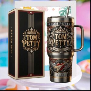 Tom Petty Heartbreaker I Won't Back Down Retro Music Legend 40oz Gift Stainless Steel Insulated Tumbler