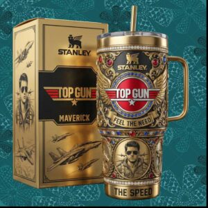 Top Gun Maverick The Need For Speed Gold Winged 40oz Gifts for Men Stainless Steel Insulated Tumbler