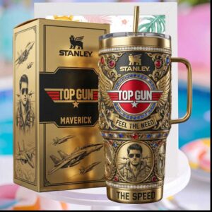 Top Gun Maverick The Need For Speed Gold Winged 40oz Gifts for Men Stainless Steel Insulated Tumbler