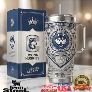UConn Huskies Championship Tradition Silver Blue 40oz Tumbler