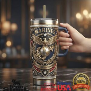 US Marines Honor Courage Commitment Semper Fi Military Veteran Patriotic Hero Gift Stainless Steel Insulated Tumbler