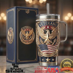 United States Military Veterans Honor Courage Sacrifice Eagle American Flag Patriot Men Tumbler