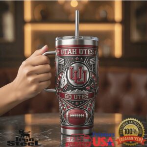 Utah Utes Football Legacy Edition Go Utes Red Silver Vintage College Sports Tumbler