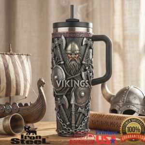 Viking Warrior Nordic Mythology Wood Iron Style 40oz Tumbler