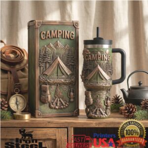Vintage Scenic Camping Landscape Mountain Adventure Outdoor Enthusiast Gift Stainless Steel Insulated Tumbler