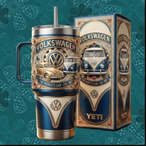 Volkswagen The Peoples Car Est 1937 Retro Beetle Bus Heritage Gift Stainless Steel Insulated Tumbler