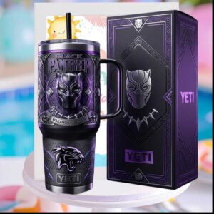Marvel Black Panther Wakanda Forever Purple Glow Superhero Commemorative Warrior Stainless Steel Insulated Tumbler