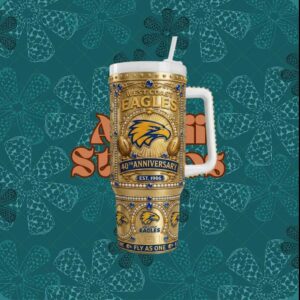 West Coast Eagles AFL 40th Anniversary Gold Jewel Commemorative Luxury Fan Gift Tumbler