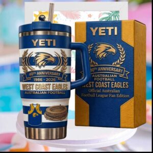 West Coast Eagles Australian Football 40th Anniversary 1986 2026 Blue Sport Fans Tumbler