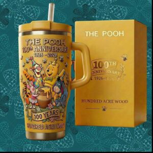 Winnie The Pooh 100th Anniversary 1926 2026 Hundred Acre Wood Stainless Steel Insulated Tumbler