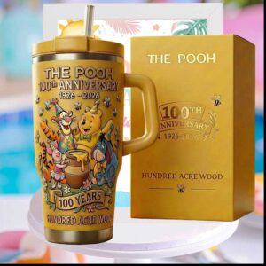 Winnie The Pooh 100th Anniversary 1926 2026 Hundred Acre Wood Stainless Steel Insulated Tumbler