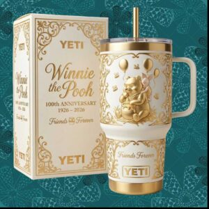 Winnie the Pooh 100th Anniversary 1926 2026 Friends Forever Gold Gift Stainless Steel Insulated Tumbler