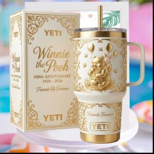 Winnie the Pooh 100th Anniversary 1926 2026 Friends Forever Gold Gift Stainless Steel Insulated Tumbler