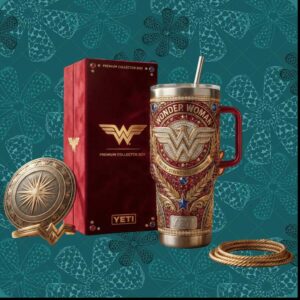 Wonder Woman Truth Strength Compassion Retro Superhero Collector Box Set Gift Stainless Steel Insulated Tumbler