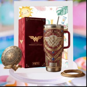 Wonder Woman Truth Strength Compassion Retro Superhero Collector Box Set Gift Stainless Steel Insulated Tumbler