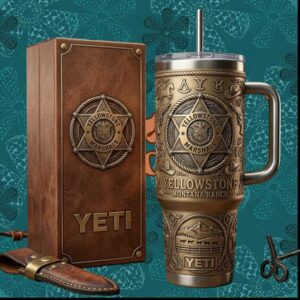 Yellowstone Montana Ranch Marshals Western Cowboy Rustic Leather Style Fan Gifts Tumbler