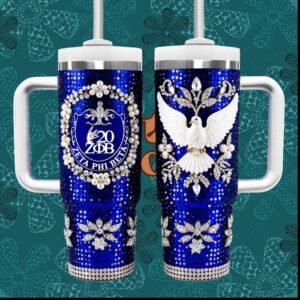Zeta Phi Beta ZOB 20 Sorority Blue Rhinestone Pearl Dove 1920 Tumbler